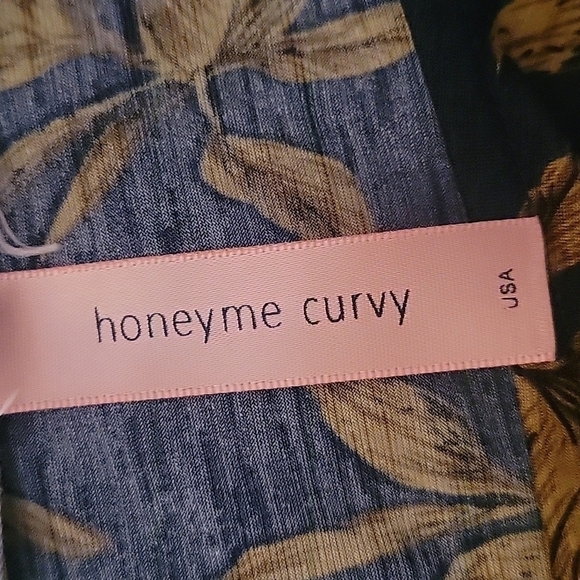 HONEYME Coquette Navy Blue Gold Rose Floral Babydoll Swing Blouse - Picture 6 of 6